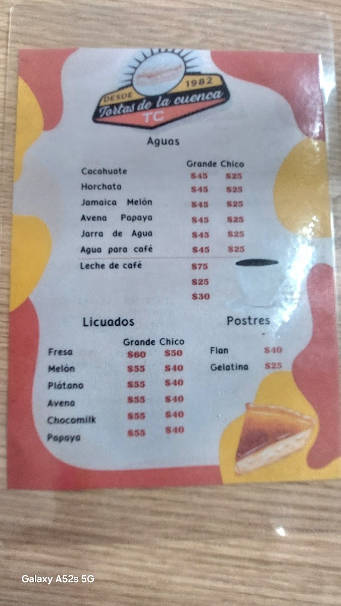 Tortas De La Cuenca Menu - Image 1